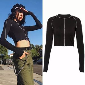 Long sleeve unif crop top